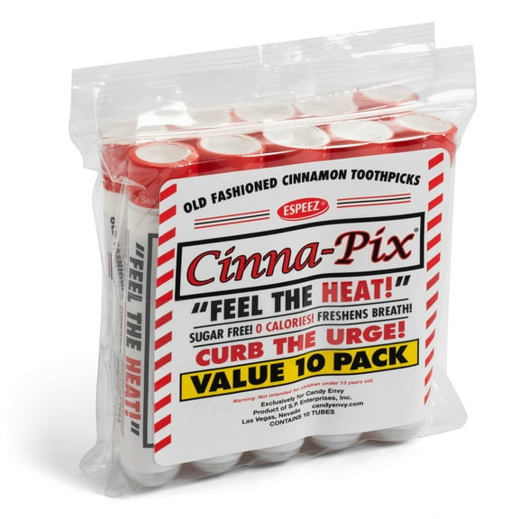 Cinna-Pix Brand Cinnamon Toothpicks Tubes (10 Pack)