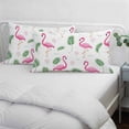 thumbnail image 4 of Pink Flamingos Throw Pillow Cover, Pillowcase Protectors with Zipper, Breathable Decorative Lumbar Pillow Case Cover, Summer Green Tropical Palm Leaves Pillow Shams for Couch Sofa 16x24Inch, 4 of 8
