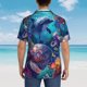 thumbnail image 4 of Fotbe Underwater Turtle Dolphin Octopus Camisa Hawaiana para Hombre Unisex – Camisa Casual de Verano con Botones de Manga Corta de Algodón y Lino,Large, 4 of 7