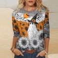 thumbnail image 5 of Plus Size Graphic Tops Womens Halloween Outfits 3/4 Sleeve Funny Holiday Crew Neck Tshirt Pullover White 4XL, 5 of 5