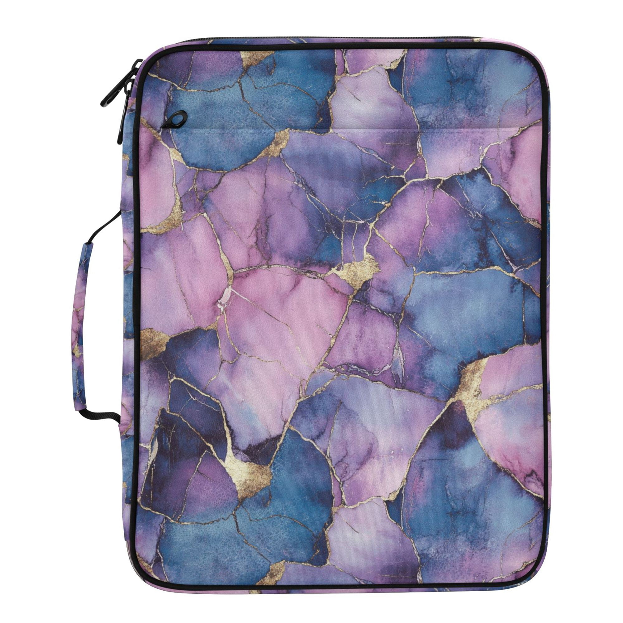 FORMRS Accordion File Folder A4 Size 7-Pocket Expanding Document Organizer Bag with 3 Ring Binder, Watercolor Pink Marble Pattern
