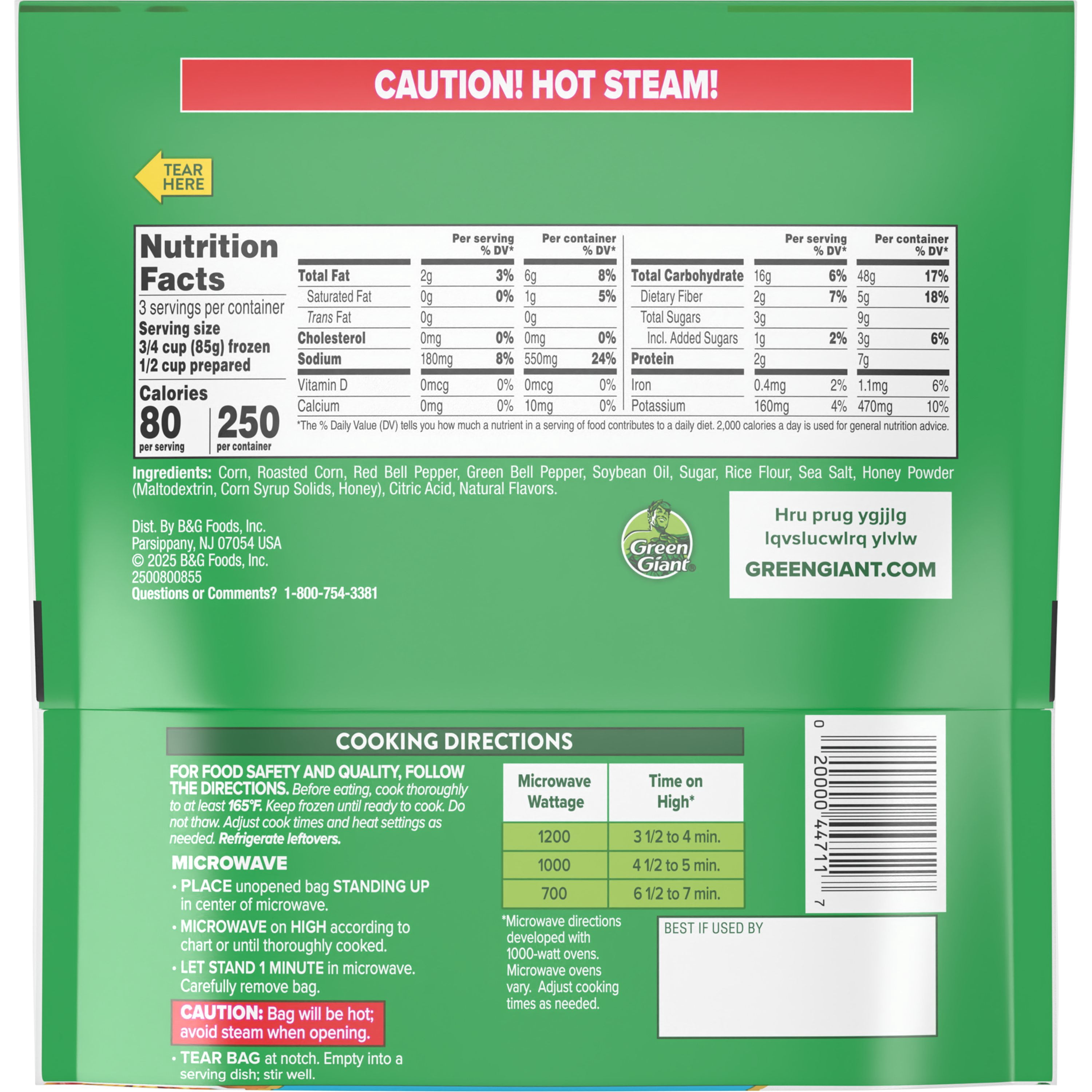 Green Giant Simply Steam Honey Roasted Sweet Corn, 9 oz Bag (Frozen Vegetables)