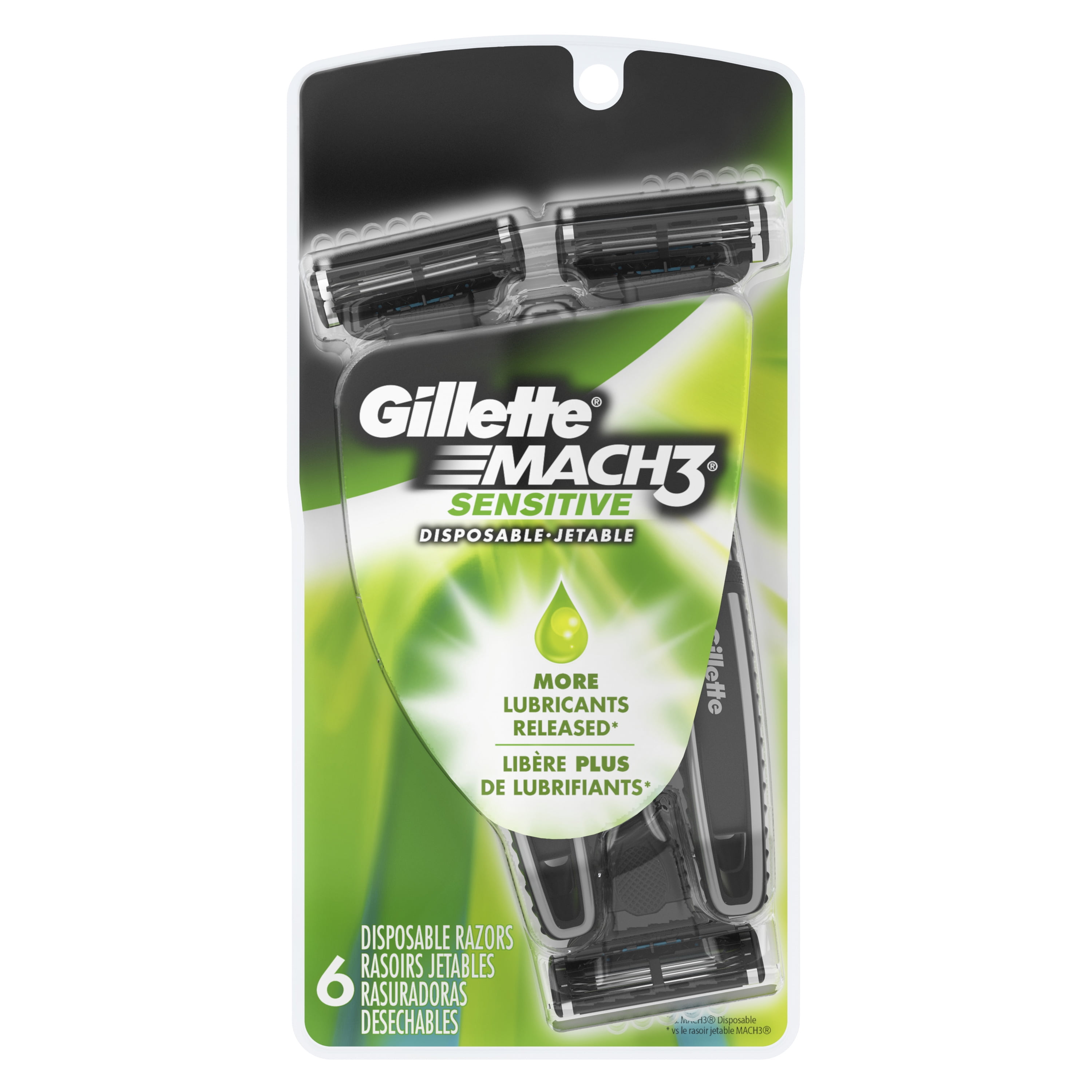 Gillette Mach3 Sensitive Mens Disposable Razors, 6 Count