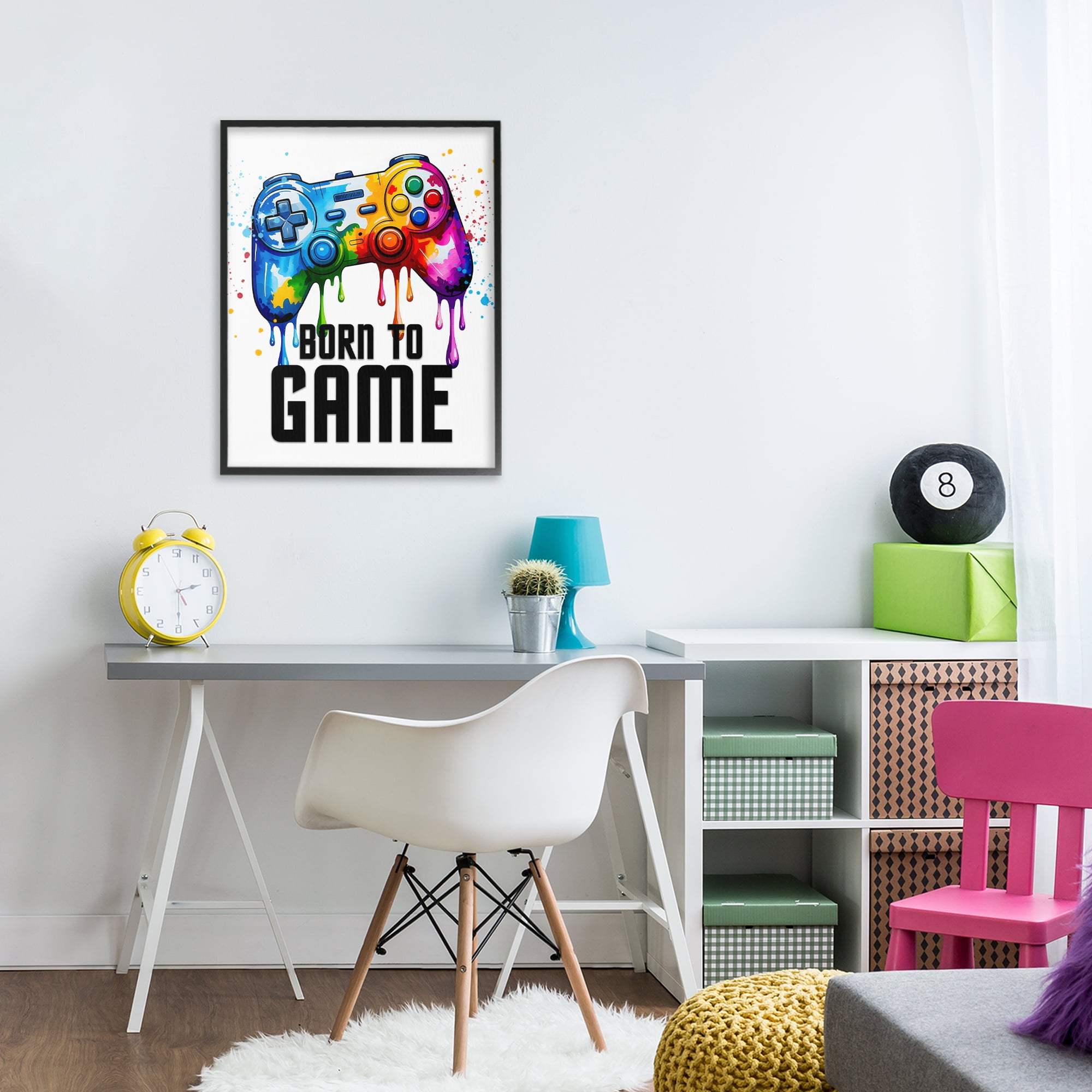 Stupell Industries Born To Game Splash Black Framed Giclee Art, design by Kim Allen