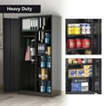 thumbnail image 4 of AOBABO Metal Storage Cabinet with 3 Adjustable Shelves & Cloth Rail, Black, 4 of 12