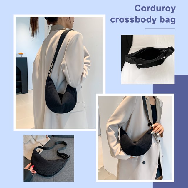 Bolsa de bola de masa Hervida Wdftyju Bolso bandolera Correa ajustable Bolso de compras de pana negro
