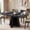 Black, variant on Hanyu 47 Inch Round Dining Table for 4-6 People, Wood Kitchen Table with Pedestal Base, Circle Farmhouse Table for Dining Room Living Room Small Space, White