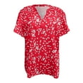 thumbnail image 5 of Zhouzou Women's Casual V Neck Floral Print Smocked Short Sleeve Chiffon Blouses Bohemian Top Shirts, 5 of 5