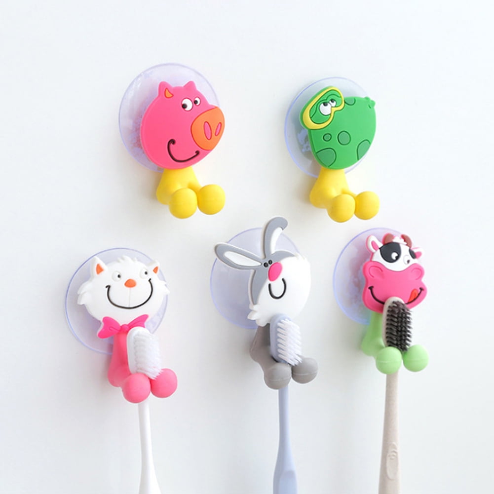 Cute Various Cartoon Animal Head Toothbrush Holder stand with Wall Suction Cup Cute Various Cartoon Animal Head Toothbrush Holder stand with Wall Suction Cup