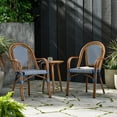 thumbnail image 2 of Symonds Outdoor French Bistro Chairs, Set of 2, Navy Blue, White, and Brown Wood, 2 of 7
