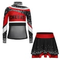 thumbnail image 4 of TiaoBug Cheerleading Outfits for Kids Girls Long Sleeve Mock Neck Rhinestones Cheer Top with Mini Skirt Set Red 12, 4 of 6