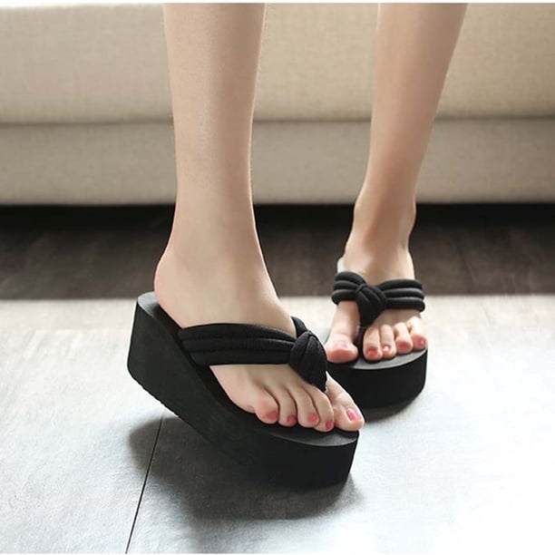 Moda de verano para mujer, zapatos de tacón con pendiente antideslizante, chanclas de playa con plataforma Wmkox8yii hj789