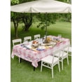 thumbnail image 3 of Outdoor Tablecloth with Umbrella Hole and Zipper, Easter Bunny Rectangle Table Cloth 54x80 Inch Waterproof Tablecloth, Spring Easter Eggs Chick Floral Pink Check Picnic Table Cover for Patio Camping, 3 of 7
