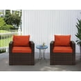 thumbnail image 3 of Rattania 2 Piece Dark Brown Wicker Outdoor Chairs with Orange Cushions (2-Pack), 3 of 8