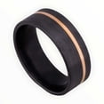 thumbnail image 2 of Black Zirconium Men’s Wedding Band | 14k Rose Gold Inlay | Machine Finish | 6mm 7mm or 8mm Comfort Fit Men's Engagement Ring | Lifetime Warranty, 2 of 4