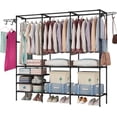 thumbnail image 1 of Organizador de Metal para Ropa,Perchero de Pie Armario con 2 ganchos laterales,Closet Organizador de Ropa, Estante de Ropa para Balcón, Dormitorio y Lavandería,Negro, 1 of 8
