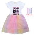 thumbnail image 2 of Taylor Swift Niñas Vestido De Verano De Algodón De Dibujos Animados Lindo Impresión De Manga Corta Tul Dobladillo Los Niños, 2 of 4