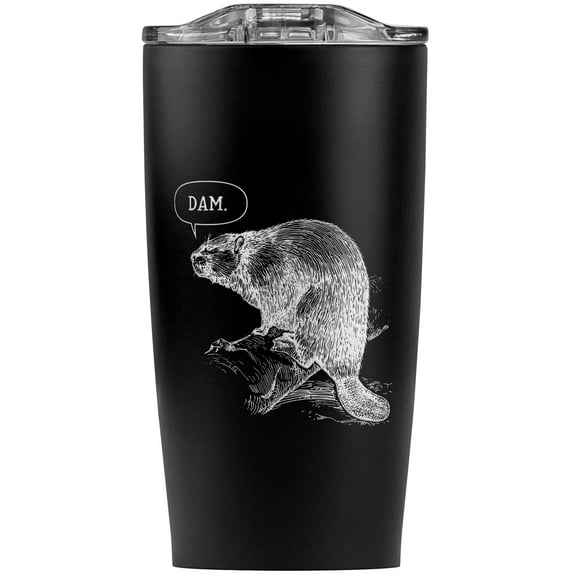 Beaver Vintage Dam Damn Stainless Steel 20 oz Travel Tumbler, Vacuum Insulated & Double Wall with Leakproof Sliding Lid | Great for Coffee/Hot Drinks and Cold Beverages