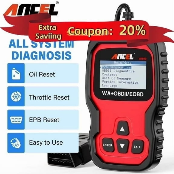 Ancel VD500 OBD2 Scanner Code Reader All System ABS SRS EPB IMMO Automotive Diagnostic Tools