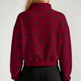 thumbnail image 5 of Erwazi Womens Sweatshirt Polka Dot Half Zip Collared Hooded Fleece Cropped Oversized Pullover Daily Casual Tops with Pocket, 5 of 9