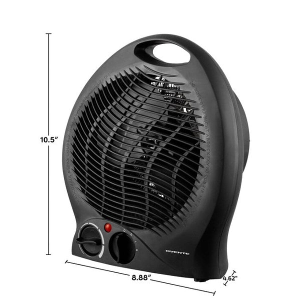 OVENTE Portable Electric Heater w/Thermostat Control, Indicator Light & Safety Switch, Space Saving Heat Perfect for Indoor, Home, Bedroom Dorm Office Black, HE24B