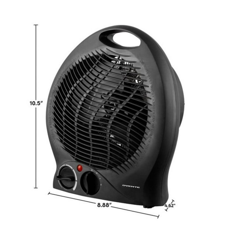 Ovente Portable Electric Heater with Thermostat Control, Indicator Light u0026  Safety Switch, Space Saving Heat up to 160 Square feet Perfect for Indoor,  Home, Bedroom Dorm Office Black, HE24B - Walmart.com