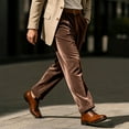 thumbnail image 4 of qucoqpe Men's Velvet Trousers Fashion Casual Holiday Solid Color Dress Pants with Pockets, 4 of 10