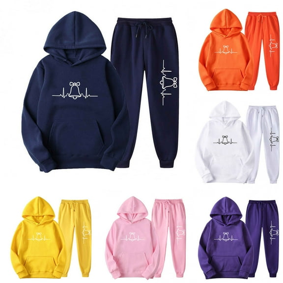 YOIAVAIOY Jogger Sets for Women 2 Piece Baggy Fit Funny Heart Print Track Suits Soft Solid Sweatsuits Set with Pockets Yellow M