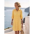 thumbnail image 3 of Women's Striped Shirt Dress, Collared Button Front Roll-Up Sleeve Loose Casual Dress with Pockets, 3 of 5