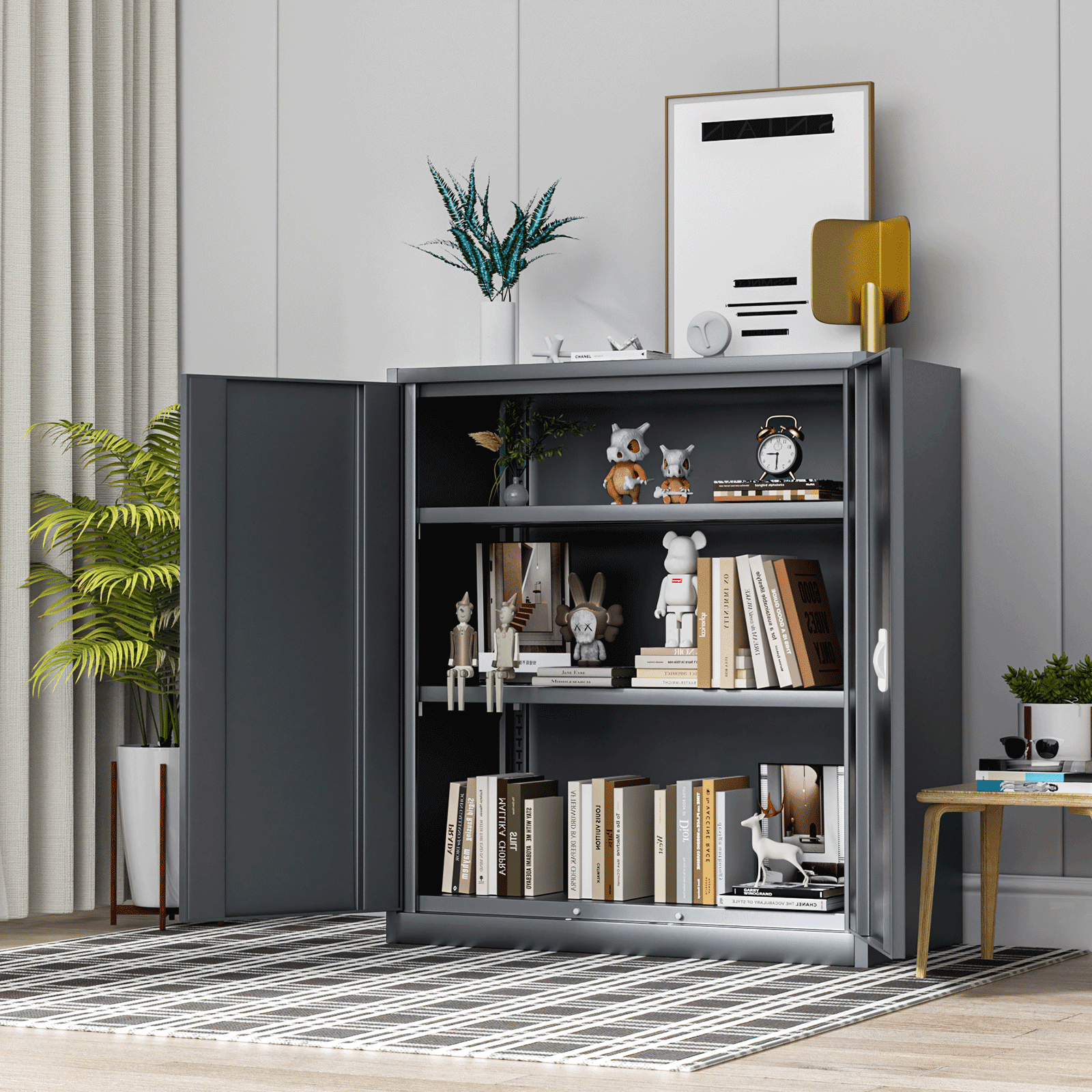 Magshion Metal Cabinet, 36" Tool Steel Locking Cabinet with Doors, Garage Storage Systems Lockable File Cabinet for Home Office Classroom, Grey