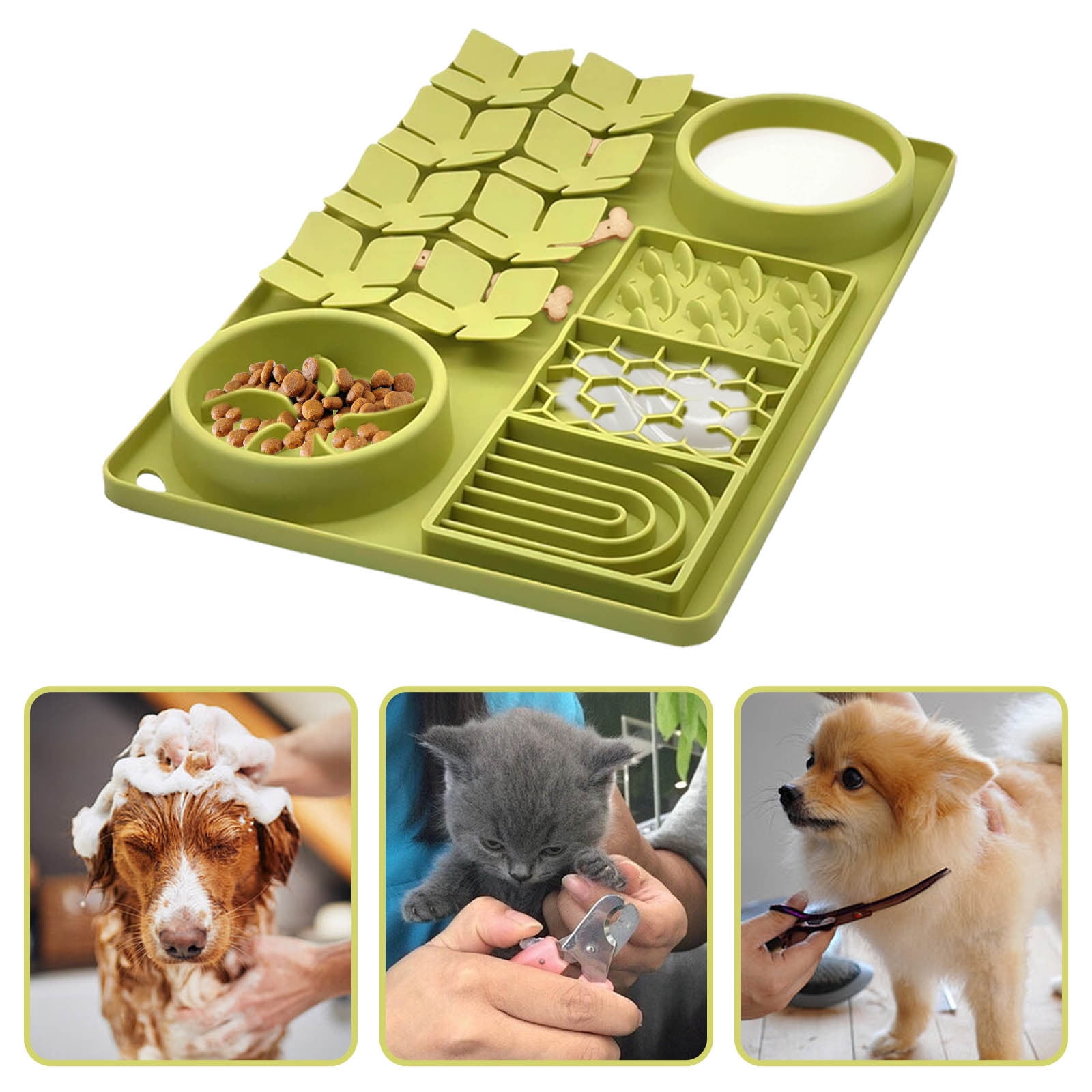 KMWGRE Interactive Pet Licking Mat with Suction Cups Slow Feeder Bowl Anxiety Puzzle Toy for Dogs and Cats A One Size