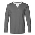 thumbnail image 5 of YODETEY Men's Long Sleeve Notch V-Neck T-Shirt,Classic Solid Color Basic Crew Shirt,Big and Tall Light Gray,Size M-5XL, 5 of 6