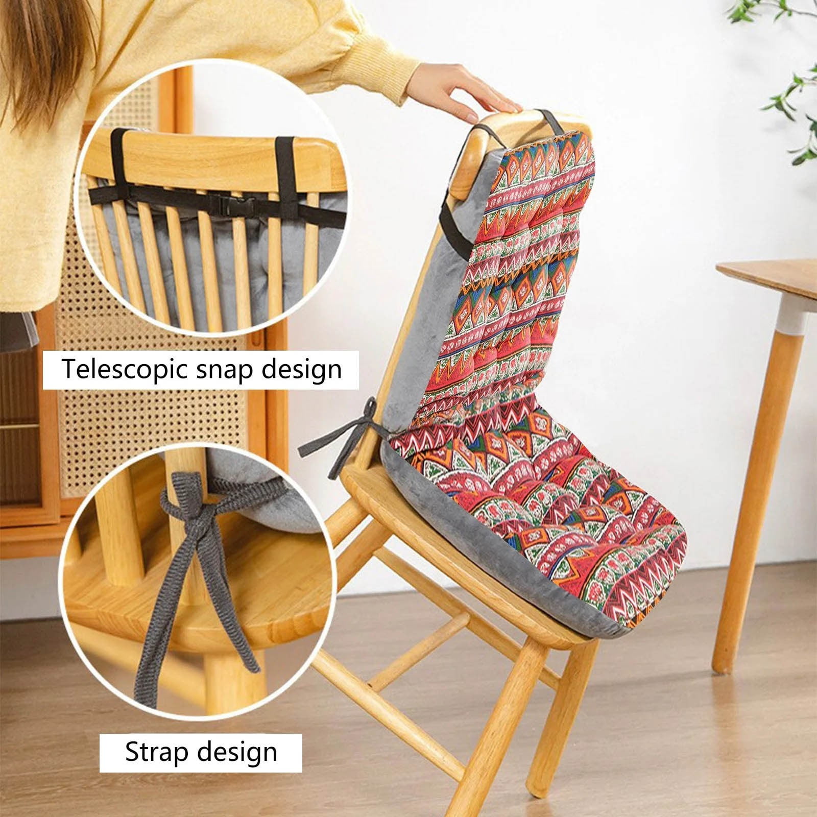 Indoor Outdoor Chair Pads Cushion, High Back Chair Cushions, Dining -Kitchen -Office Chair Seat Cushion with Ties Thickened One-Piece Outdoor Indoor Furniture Chair Seat Cushion