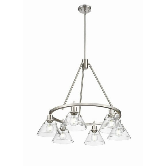3306-6 PW-CLR-Golden Lighting-Orwell - 6 Light Chandelier-20.38 Inches Tall and 29 Inches Wide-Pewter Finish-Clear Shade Color