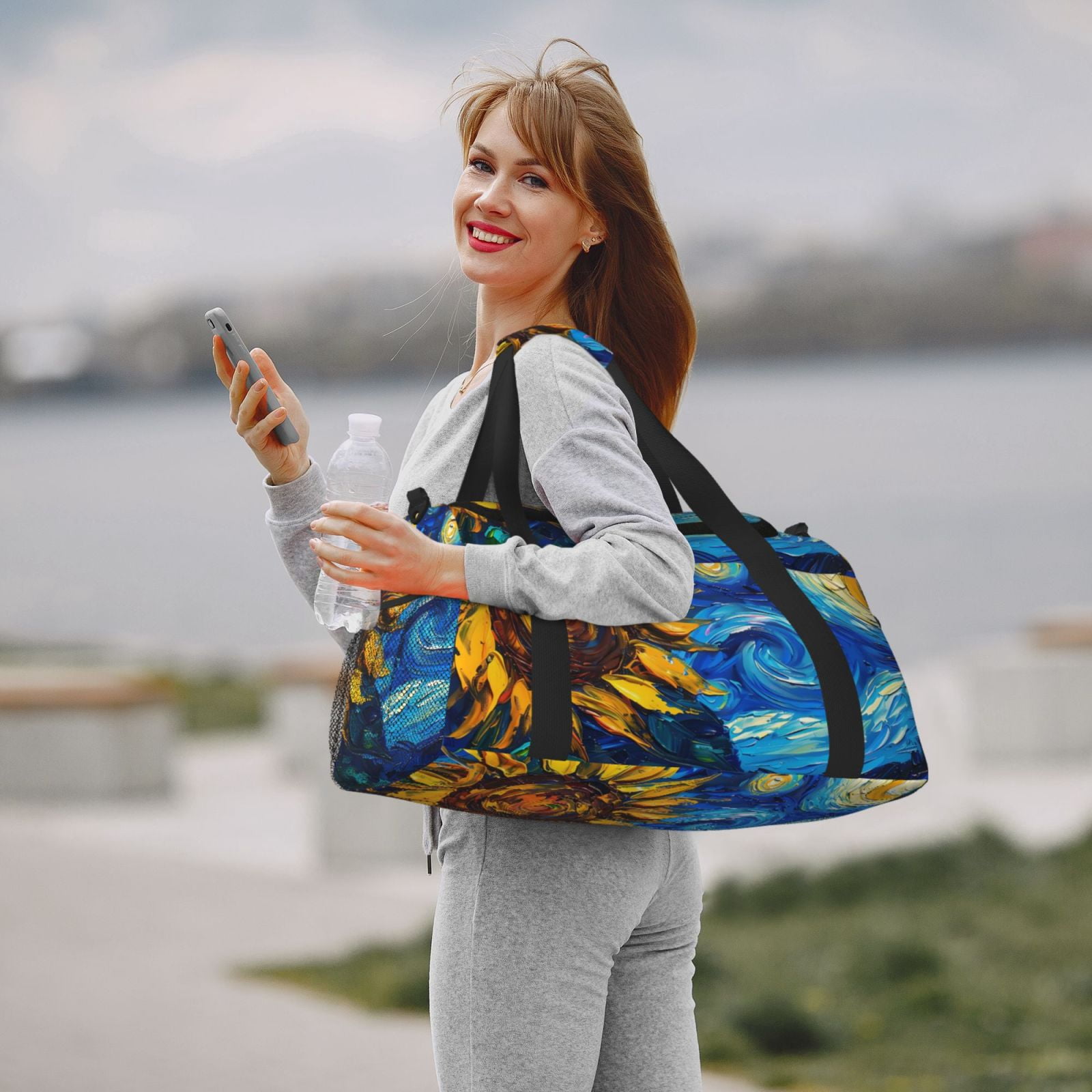 Fuzoiu Sunflower Starry Night Vibes Print Travel Duffle Bag,Carry On Tote Bags,Duffel Bag,Sport Gym Bag, Hospital Bag for Labor and Delivery, Overnight Bag,Luggage Bag