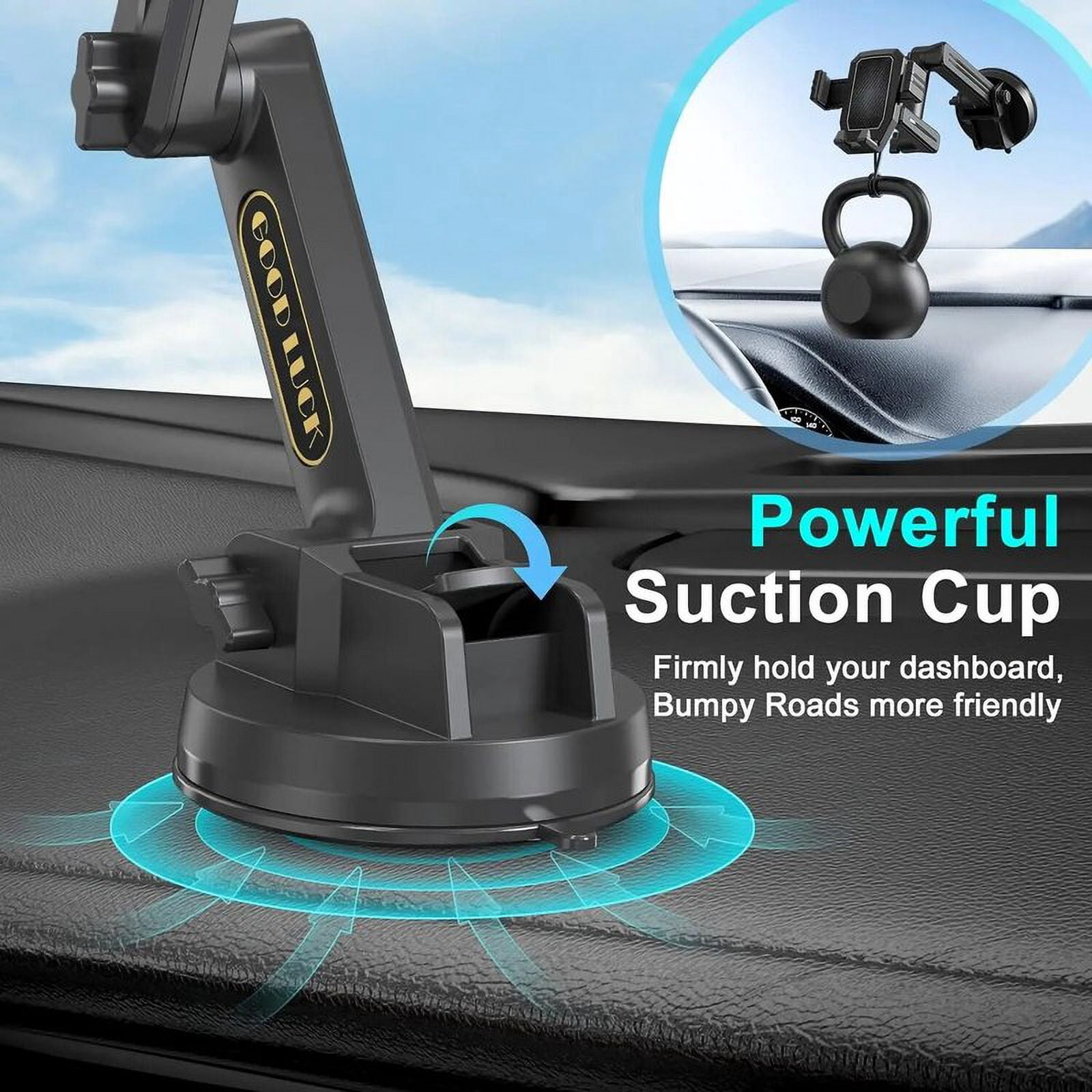 Truck phone holder mount heavy duty cell phone holder for dashboard windshield 16.9 inch long arm, super suction cup & Stable