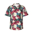 thumbnail image 2 of Xecao Beautiful Flower print Hawaiian shirt - a stylish short-sleeve button-down for men, perfect for casual beach and tropical outings., 2 of 9