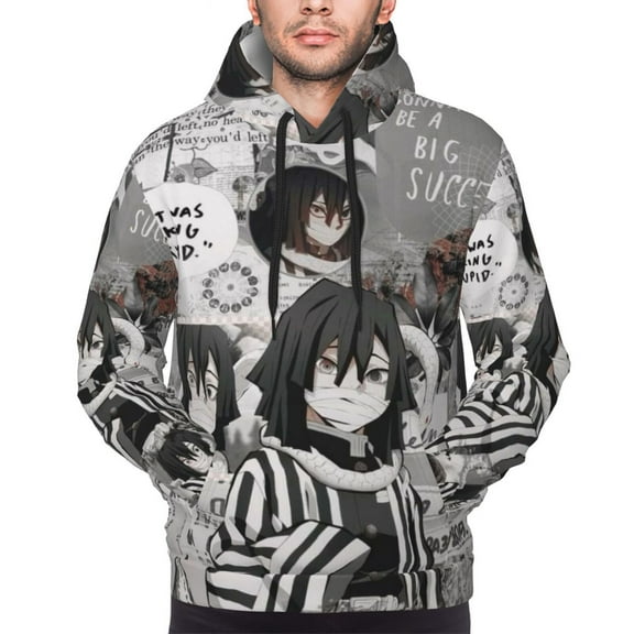 Casual Long Sleeves Sweatshirt Demon Slayer Iguro Obanai Pullover Hoodie Active Sweater Tops for Men Women Teen Medium