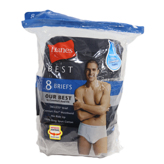 Hanes Men's Comfort Flex Waist Wicking Cool Comfort Best Briefs, 8 Pack (Black/Grey, XL)