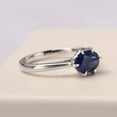 thumbnail image 2 of Lab Created Minimalist sapphire ring September birthstone ring sterling silver oval solitaire wedding ring, 2 of 3