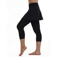 thumbnail image 5 of Solid Color Cropped Activewear Yoga Pants, Women'S Casual Skirt Leggings Tennis Pants Sports Fitness Cropped Culottes Black, 5 of 9