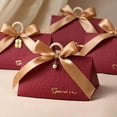 thumbnail image 3 of 50pcs/lot Candy Bags Paper Folding Box Wedding Souvenir Present Package with Bownot for Guest Giveaways (wine red,L（17*10*10cm）), 3 of 7