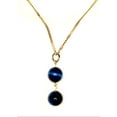 thumbnail image 2 of Gabrielene Designs Beaded Blue Tiger Eye Gemstone Necklace, 20-Inch, Curb Chain, 2 of 4