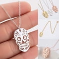 thumbnail image 4 of Zhuge Colgante de collar hecho a mano, collar hueco personalizado con calavera de acero inoxidable (rosa), 4 of 5