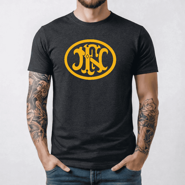 T-Shirt Unisexe Fn Herstal Logo Drôle Taille P à 5TG