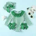 thumbnail image 2 of WUANDIXFA Baby Girl Swim Suit Toddler Girls One Piece Swimsuit Long Sleeve Bathing Suit with Hat UPF 50+ Sun Protection 3-6 Months,Green, 2 of 6