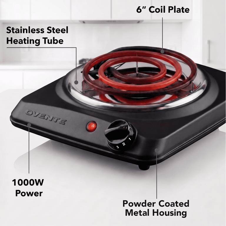 Ovente Electric Hot Plate, 1000W Single Burner, Black photo 5