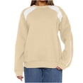 thumbnail image 1 of Yuyuzo Sweatshirt for Women Long Sleeve Fleece Lined Crewneck Color Block Workout Pullover Tops, 1 of 7