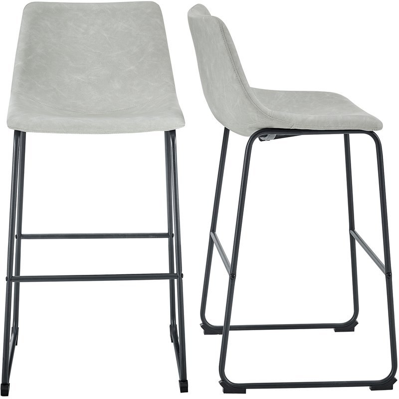 light grey faux leather bar stools