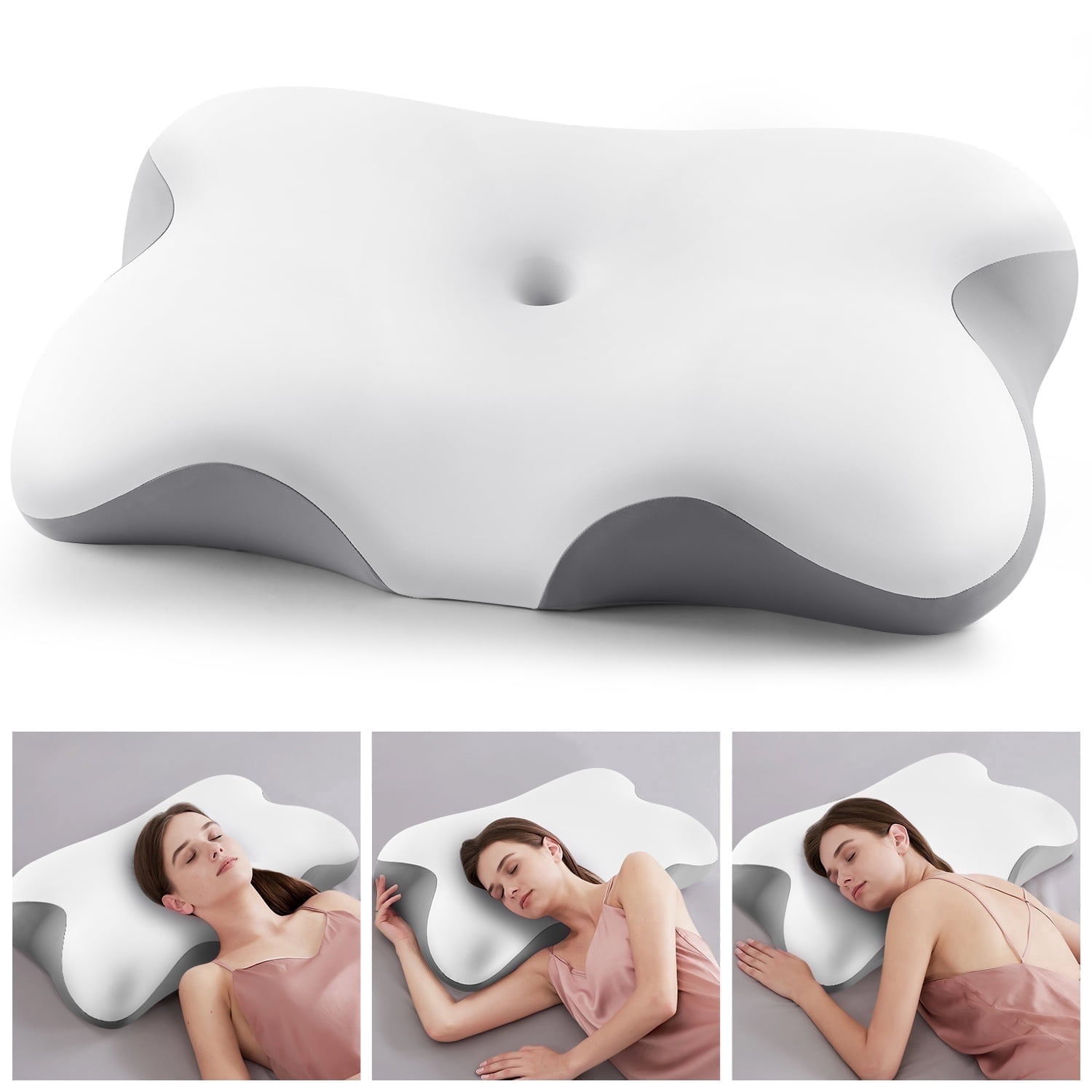 MOONORAH cooling memory foam cervical pillow, relieves pain and aids sleep, ergonomic orthopedic neck pillow with removable cover, suitable for queen-size bed